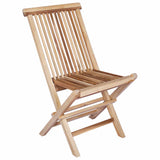 Folding Garden Chair 2 pcs Natural Solid Teak Wood - Side View