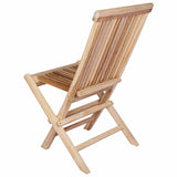 Folding Garden Chair 4 pcs Natural Solid Teak Wood - Rear View