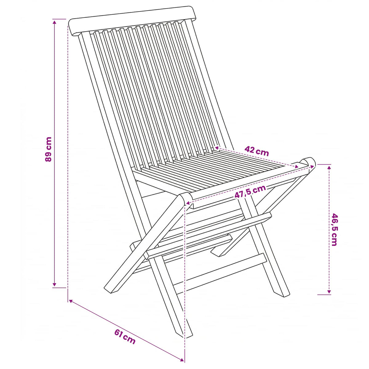 Folding Garden Chair 4 pcs Natural Solid Teak Wood