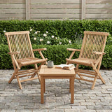 Folding Garden Chair 2 pcs Natural Solid Teak Wood