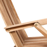 Folding Garden Chair 3 pcs Natural Solid Teak Wood - Low Angle