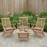 Folding Garden Chair 3 pcs Natural Solid Teak Wood