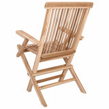 Folding Garden Chair 3 pcs Natural Solid Teak Wood - Rear View