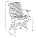 Folding Garden Chair 3 pcs Natural Solid Teak Wood