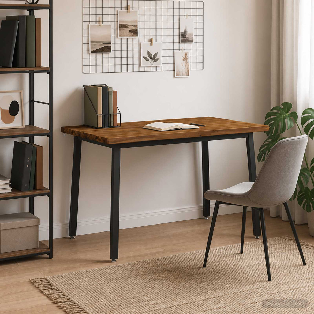 110 x 55 x 75 cm Solid Acacia Wood Natural and Black