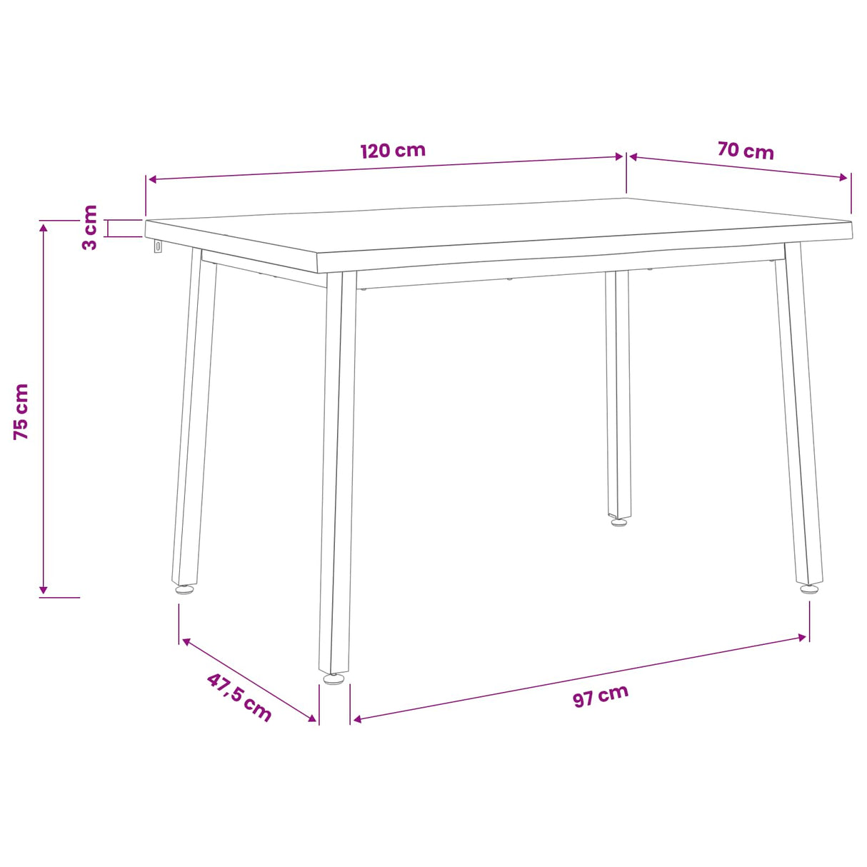 120 x 70 x 75 cm Solid Acacia Wood Natural and Black