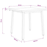 80 x 80 x 75 cm Solid Acacia Wood Natural and Black Square