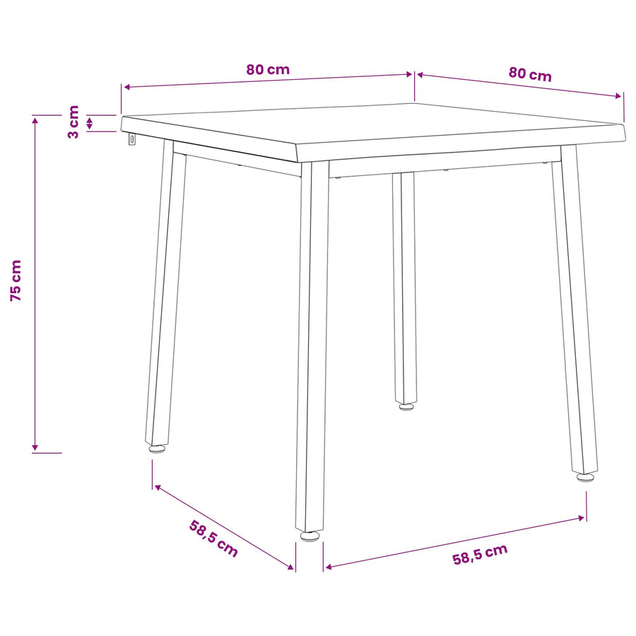 80 x 80 x 75 cm Solid Acacia Wood Natural and Black Square