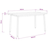 140 x 80 x 75 cm Solid Acacia Wood Natural and Black - Extra Image