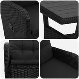 Outdoor Dining Set 3 pcs Black Poly Rattan - Low Angle