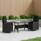 Outdoor Dining Set 3 pcs Black Poly Rattan