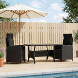 Outdoor Dining Set 3 pcs Black Poly Rattan