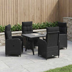 Outdoor Dining Set 5 pcs Black Poly Rattan