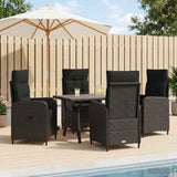 Outdoor Dining Set 5 pcs Black Poly Rattan - Side View