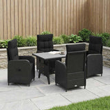 Outdoor Dining Set 5 pcs Black Poly Rattan
