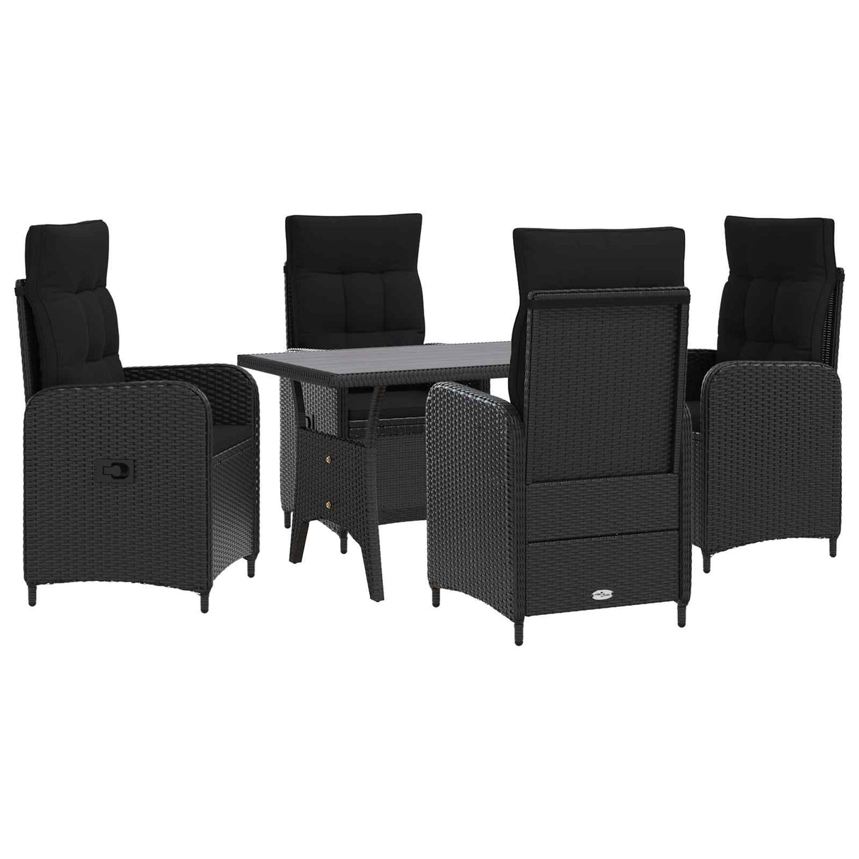 Outdoor Dining Set 5 pcs Black Poly Rattan