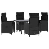 Outdoor Dining Set 5 pcs Black Poly Rattan