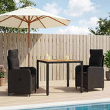 Outdoor Dining Set 3 pcs Black - Side View