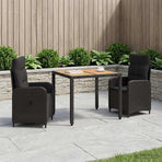 Outdoor Dining Set 3 pcs Black 90 x 90 x 75 cm