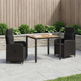Outdoor Dining Set 3 pcs Black