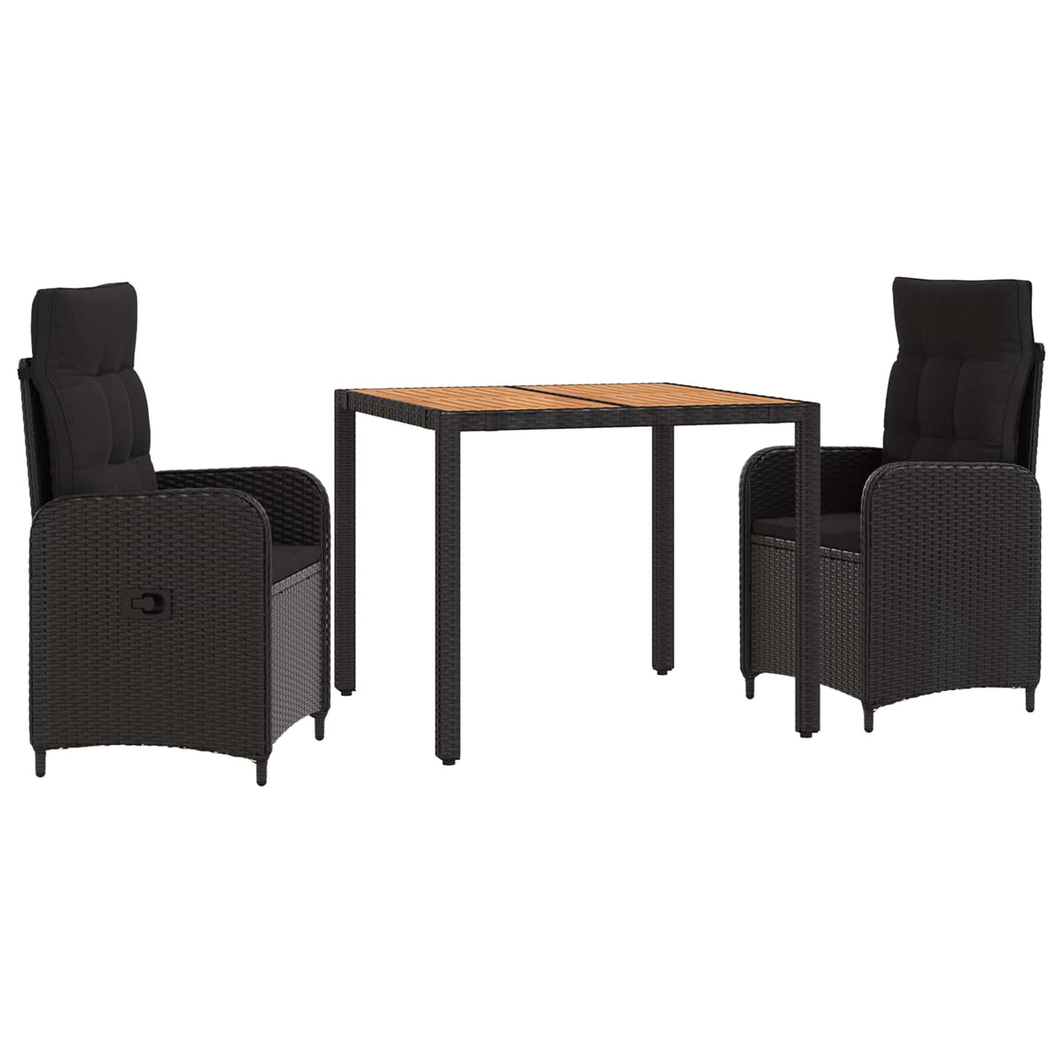 Outdoor Dining Set 3 pcs Black