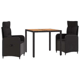 Outdoor Dining Set 3 pcs Black