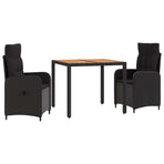 Outdoor Dining Set 3 pcs Black 90 x 90 x 75 cm