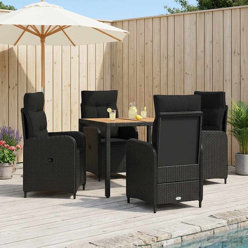 Outdoor Dining Set 5 pcs Black