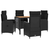 Outdoor Dining Set 5 pcs Black - Front View