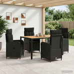 Outdoor Dining Set 5 pcs Black 150 x 90 x 75 cm