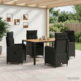 Outdoor Dining Set 5 pcs Black