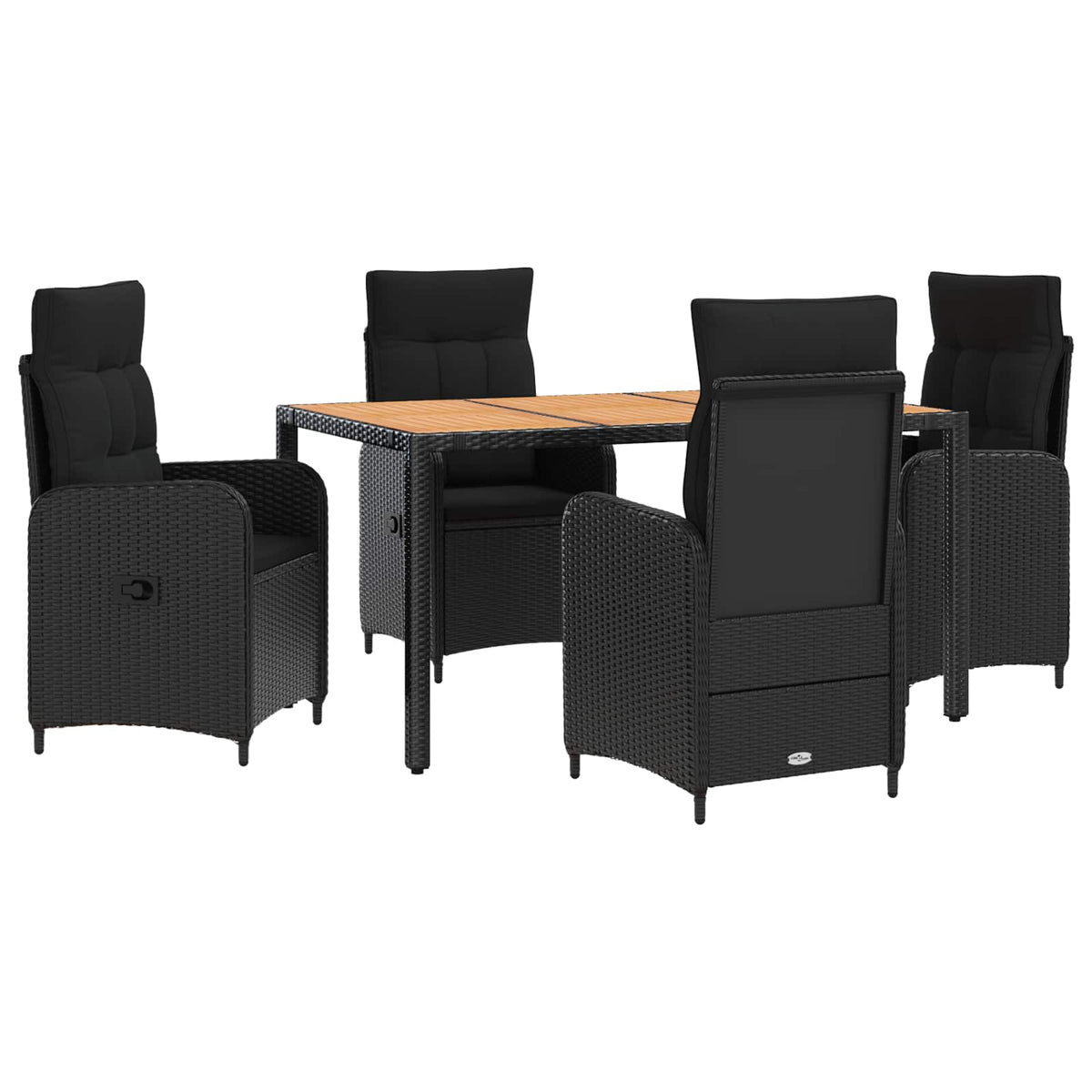 Outdoor Dining Set 5 pcs Black