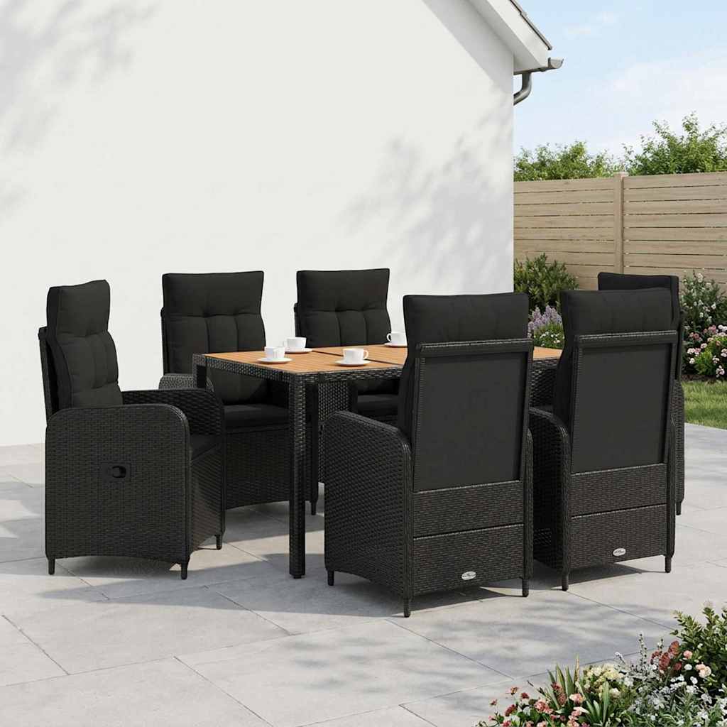 Outdoor Dining Set 7 pcs Black