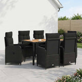 Outdoor Dining Set 7 pcs Black