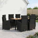 Outdoor Dining Set 7 pcs Black 150 x 90 x 75 cm