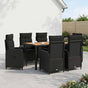 Outdoor Dining Set 7 pcs Black 150 x 90 x 75 cm
