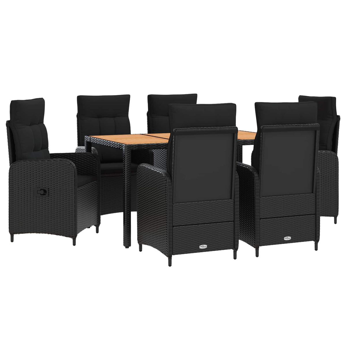 Outdoor Dining Set 7 pcs Black