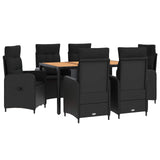 Outdoor Dining Set 7 pcs Black
