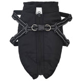 Dog Coat Black L28 Fleece and Polyester - Front View
