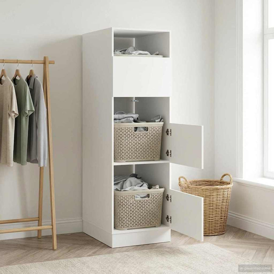 Laundry Cabinet White 50 x 68 x 162 cm Engineered wood