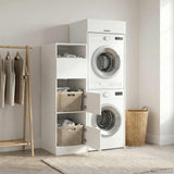 Laundry Cabinet Set with Storage 2 pcs White Engineered wood - Top-Down View