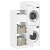 Laundry Cabinet Set with Storage 2 pcs White Engineered wood - Side View
