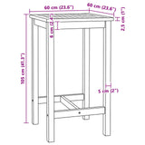Bar Table Natural 60 x 60 x 105 cm Solid Teak - Close-Up Angle