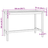 Bar Table Natural 150 x 75 x 105 cm Solid Teak Wood - Low Angle