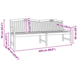 Handcarved Rose Bench 228 x 60 x 90 cm Solid Teak Wood Natural - Rear View