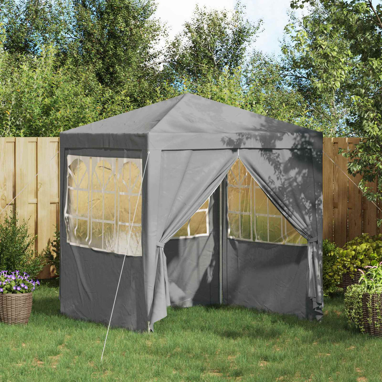Party Tent Light Grey 200 x 200 x 240 cm PE and Steel