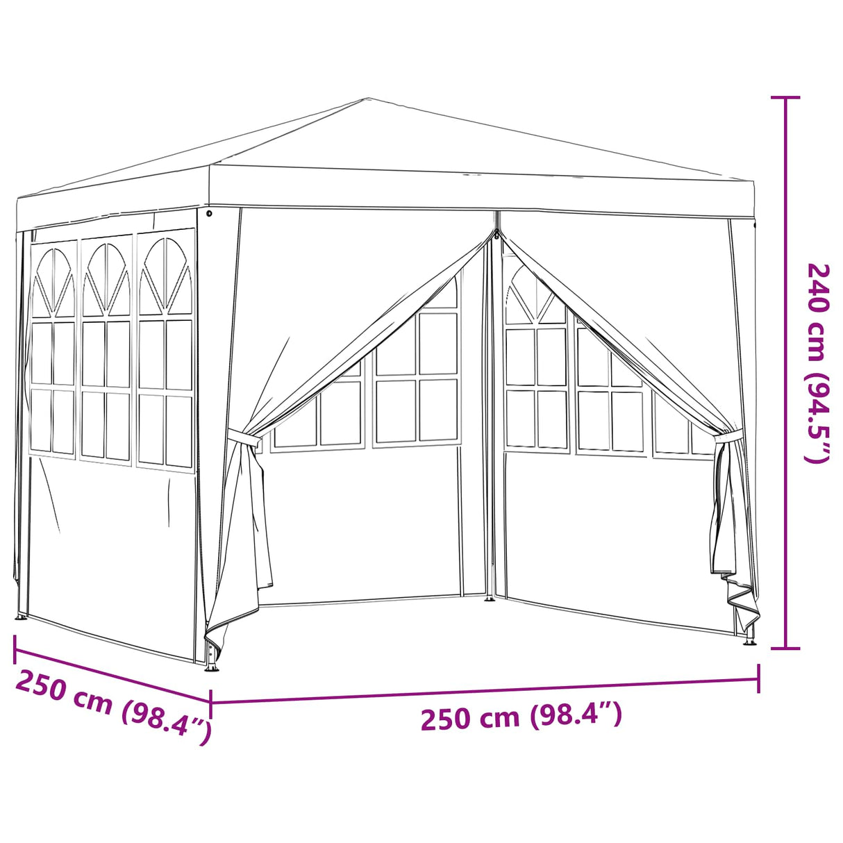 Party Tent Light Grey 250 x 250 x 240 cm PE and Steel