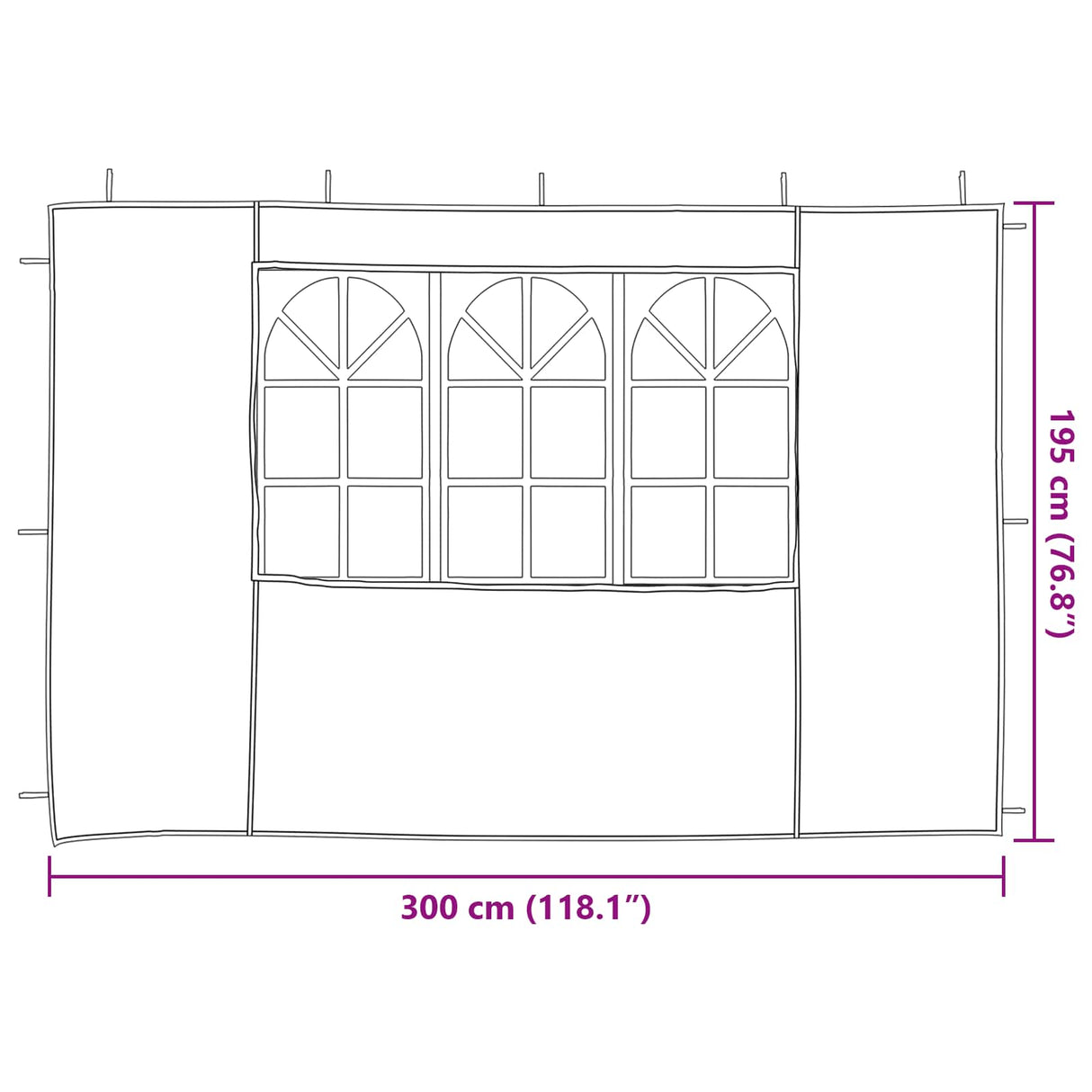 Party Tent Sidewall 2 pcs 300 x 195 cm Light Grey PE and Steel