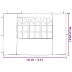 Party Tent Sidewall 2 pcs 300 x 195 cm Light Grey PE and Steel