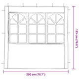 Party Tent Sidewall 2 pcs 200 x 195 cm White PE and Steel - Rear View